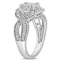 Carat T.W. Gyémánt sterling ezüst szüreti ígéret gyűrű