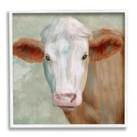 Stupell Industries Aranyos, barna fehér farm tehén figyeli a közeli festményt 17, tervezés: Marcus Prime