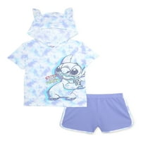 Disney Stitch Girls kapucnis póló és rövidnadrág, cosplay ruhakészlet, Méretek 4-10