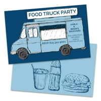 Személyre szabott élelmiszer -teherautó -party meghívók