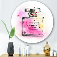 Designart 'Parfüm Chanel Öt Pink Strokes' French Country Circle Metal Wall Art - 23 -as lemez