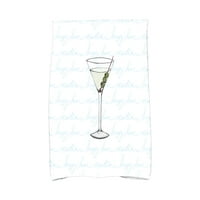 Egyszerűen Daisy ,, Martini Glass szöveg elhalványul, geometriai nyomtatott konyhai törülköző, halványkék