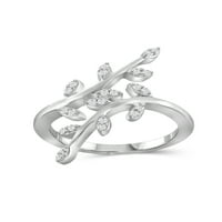 JewelersClub Carat T.W. Fehér gyémánt sterling ezüst levél gyűrű