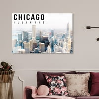 Wynwood Studio Cities and Skylines Wall Art vászon nyomatok 'Chicago táj' Egyesült Államok városok - Fehér, Kék