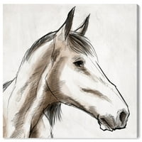 Wynwood Studio Animals Wall Art vászon nyomatok 'Horse Sketch i' Farm Animals - Brown, Fehér
