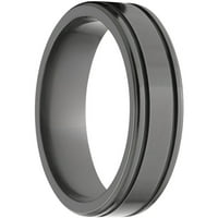 Lapos fekete cirkónium gyűrű két barázdával és polírozott kivitelben