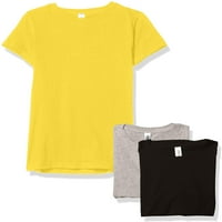 Marky G ruházat lányok rövid ujjú Legénység nyak szilárd pólók pamut, XL, Fekete sárga Hanga