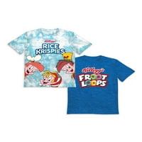 A Kellogg fiúk rizskrispies és gyümölcshurkok grafikus pólók csomagja, méret 4-18