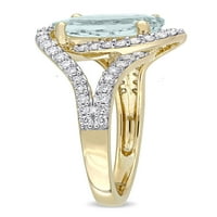 Miabella női 3- Carat T.G.W. Ovális vágású akvamarin és karátos T.W. Kerek vágott gyémánt 14 kt sárga arany koktélgyűrű