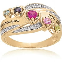 Személyre szabott családi Jewelrykirthstone Heart's Journey Anya gyűrűje ezüst, arany és fehér arany színben kapható