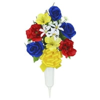 Mainstays mesterséges kis rózsák és Alstroemeria vegyes váza, multi, piros, fehér, kék és sárga, 22
