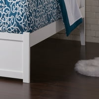 Newport Full Solid Wood Platform ágy lábtáblával és ikercsont fehér színben