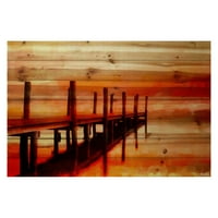 Marmont Hill Sunset Dock festmény nyomtatás természetes fenyőfa fal művészet