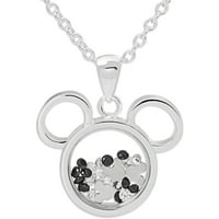 Disney finom ezüst-tónusú Mickey Mouse Crystal Shaker medál lánccal