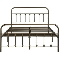 Alden Design Metal Platform Teljes ágy, magas fejtámlával, bronz