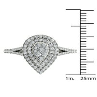 14K Fehér Arany 1 2Ct TDW gyémánt klaszter körte alakú eljegyzési gyűrű-Fehér H-I