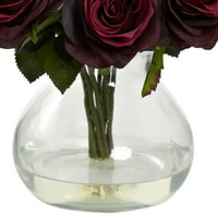 Szinte természetes rózsa elrendezés mesterséges virágok vázával, piros