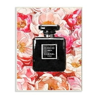 Stupell Industries fekete parfüm rózsaszín virágok glam divat akvarell design fal plakk, Amanda Greenwood