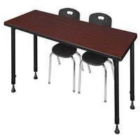 Kee 72 24 állítható magasságú tantermi asztal-mahagóni & Andy 12-in Stack székek-Fekete