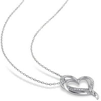 Carat T.W. Gyémánt sterling ezüst dupla reteszelő szív nyaklánc