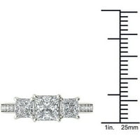 Carat T.W. Gyémánt hercegnő-vágott háromköves 14 kt fehér arany eljegyzési gyűrű