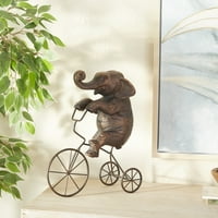 5 14 Bronz Polystone Elephant szobor kerékpárral