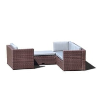 Sky terasz kültéri bútorok teljes terasz fonott rattan kerti sarok kanapé kanapé szett, barna