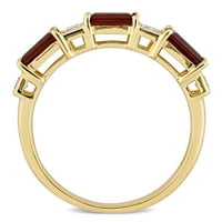 Miabella női 1- Karát gránát és fehér topaz 10KT sárga arany félig esti évforduló gyűrű