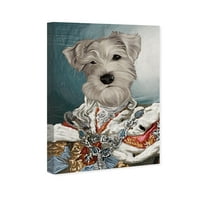 Wynwood Studio Animals Wall Art vászon nyomtatványok „Royal Schnauzer” kutyák és kölyökkutyák - szürke, fehér