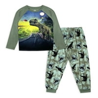 A Wonder Nation Boys hosszú ujjú grafikus teteje kocogó nadrág alvó pizsama szett, méret 4-18