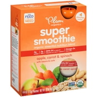 Szilva Organics Super Smoothie Apple, sárgarépa és spenót Organic Essential Nutrition Blend, OZ, CT