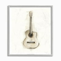 Stupell Home Dekor Industries akusztikus gitár akvarell rajz tervezés keretes fal művészet, Ethan Harper készítette
