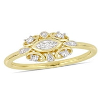 Carat T.W. Gyémánt 10KT sárga arany szüreti geometriai eljegyzési gyűrű
