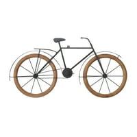 Decmode barna fém kerékpár fali dekoráció fa kerekekkel