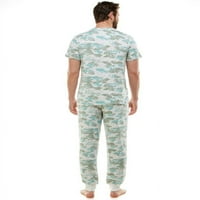 Derek Heart Camo nyomtatás illesztő családi pizsamák férfi alvási ruházat, 2 darab, S-2XL méretek