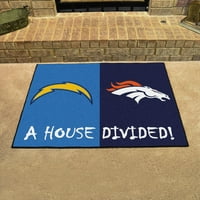 Chargers -Broncos ház osztott szőnyeg 33,75 X42.5