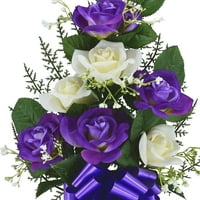 Mainstays mesterséges kis vegyes rózsák váza, multi, lila és elefántcsont, 22