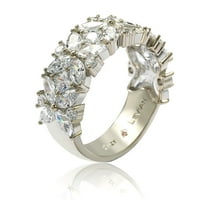 Gyűjtemény sterling ezüst többvágó köbös cirkóniumi virág egymásra rakható gyűrű