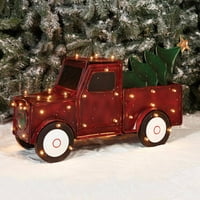 Ünnepi idő karácsonyi dekoráció 32 3D fémes teherautó fa szobrászattal