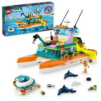 Friends sea Rescue Boat Building Toy szett fiúknak és lányoknak 7+ akik szeretik a tengert, tartalmaz Mini babákat, tengeralattjárót,