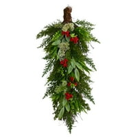 Szinte természetes 30 cédrus és bogyó mesterséges karácsonyi szajha