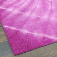 Kézzel készített Shibori stílusú 5 '8' láb téglalap alakú gyapjú terület szőnyeg - pamut késő hátlap - Beltéri szőnyeg, rózsaszín