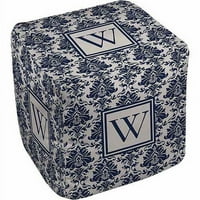 Hüvelykujj damask monogram pouf, kék