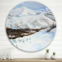 Designart 'Hófedezett hegyek téli tájakkal' Hagyományos körfém fali művészet - 36 lemez