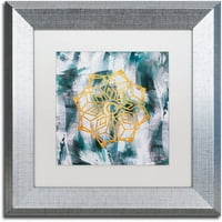 Védjegy képzőművészet Mandala vászon művészet Lisa Powell Braun, fehér matt, ezüst keret