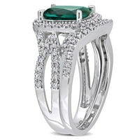 A Miabella női karátos smaragd karátos gyémánt 10KT fehérarany Halo 2 darabos menyasszonyi készlet