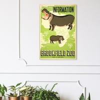 Wynwood Studio Animals Wall Art vászon nyomatok 'Brookfield Állatkert Hippos' Állatkert és vadállatok - zöld, szürke