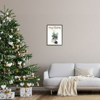 A Stupell Indprides Boldog Karácsonyi mondat RIC Blue Plaid Holiday Stocking, 20, Design, Lanie Loreth