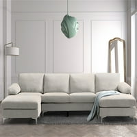 Aukfa modern szekcionált kanapé-kabrió L u alak kanapé oszmán-rela társalgó-párna felső kar- világosszürke