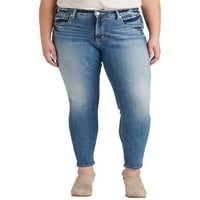 Ezüst Jeans Co. női plusz méret Avery magas emelkedésű vékony láb farmer derékméret 12-24